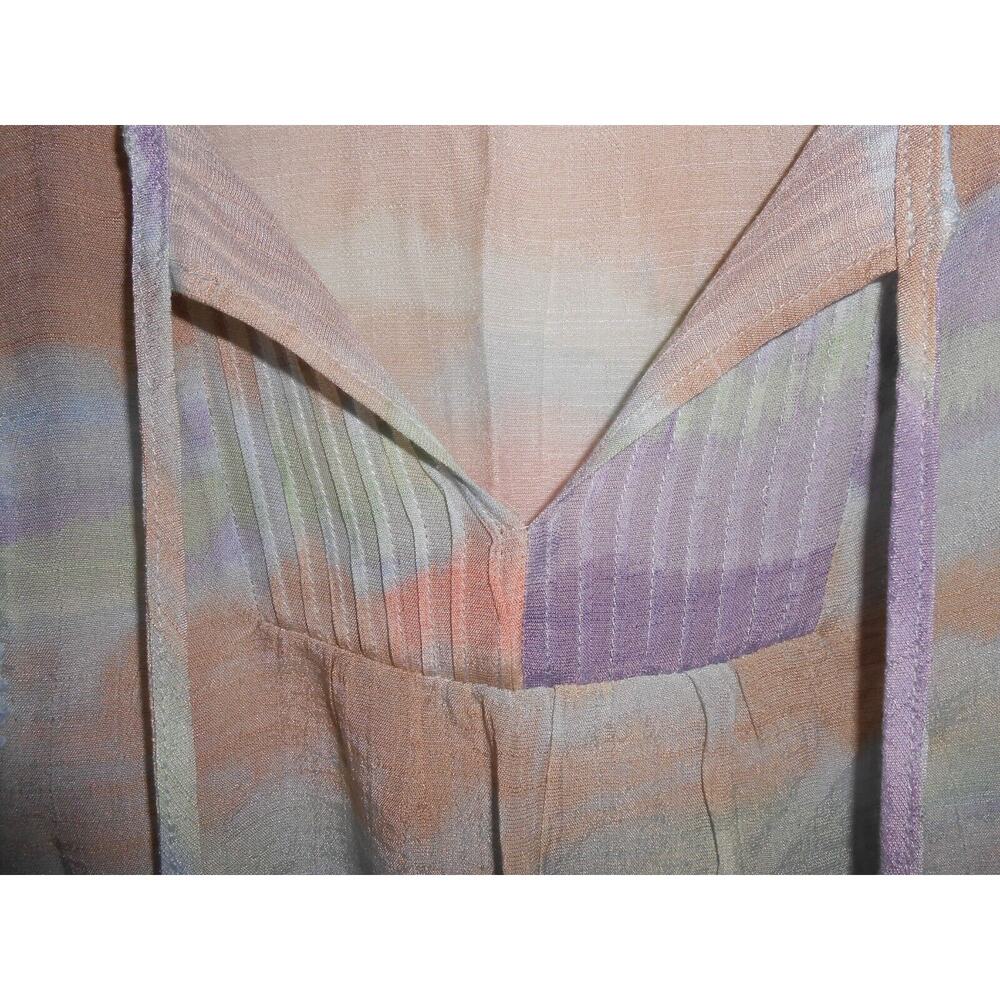 Zac & Rachel Womens Top Pastel Water Color Pullover Blouse Bohemian Art Folksy S - Picture 4 of 5